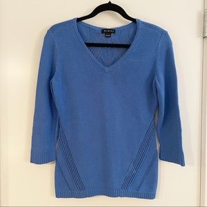 Tribal Blue V-neck 3/4 Sleeved Knit Sweater Size Small